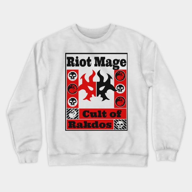 Cult of Rakdos | Riot Mage | MTG Ravnica Guild Black & Red on White Design Crewneck Sweatshirt by ChristophZombie